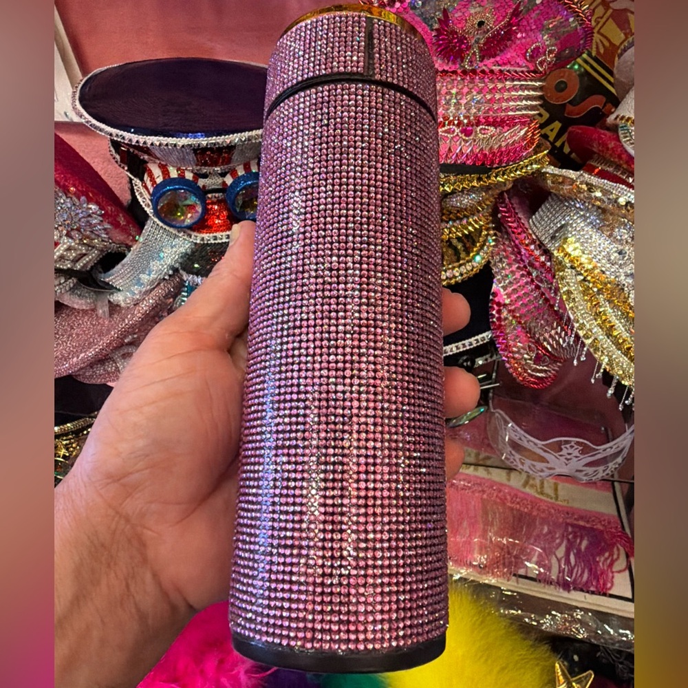 Rhinestone Embellished Insulated Stainless Steel Tumbler Thermal Coffee Thermos